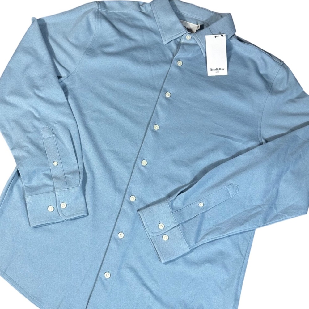 Goodfellow & Co Pique Shirt NWT Mens M River Blue Long Sleeve Button Down